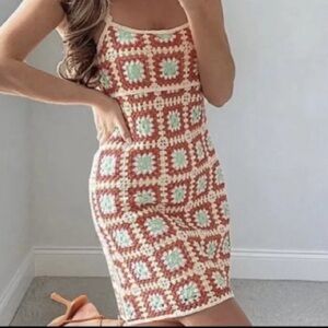 willow & wind crochet tank dress ivory multi women's size XS NWT *M2